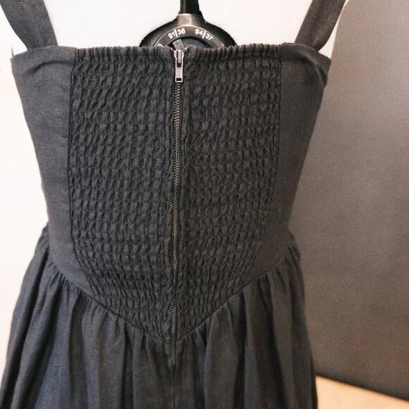 Reformation Balia Linen Dress Black Size 4 - Picture 9 of 10